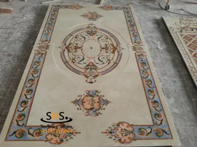 Incrustation de marbre de médaillon de marbre de jet d'eau de style classique européen pour la décoration de plancher à la maison